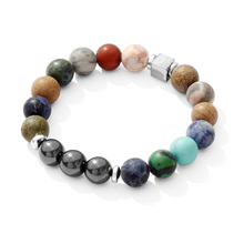Unisex Stretch Bracelet - Lava & Hematite Natural Stone - Grounding, Balance, Chakra Activation, Protection, Luck, Meditation & Creativity - 8mm Beads - With a Luxury Gift Box