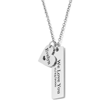 Personalized Engraved Bar & Heart Charm Necklace – Custom Name Jewelry for Women – Stainless Steel – PVD Gold Plated Tarnish-Resistant – Gift for Mom, Wife, Daughter – Birthday, Mother’s Day - Jexiva