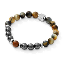 Unisex Stretch Bracelet - Lava & Hematite Natural Stone - Grounding, Balance, Chakra Activation, Protection, Luck, Meditation & Creativity - 8mm Beads - With a Luxury Gift Box