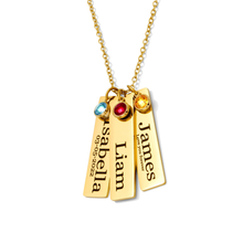 Personalized Birthstone Name Necklace – Custom Engraved Stainless Steel Pendant with 1 to 6 Name Bars – Gold & gold PVD Plated – Non-Tarnish – Gift for Her, Mom, Dad – Adjustable Chain - Jexiva