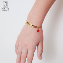 Personalized Baby Name Bracelet with Birthstone – Non Tarnish - Double-Sided Engraving – Stainless Steel PVD 18k Gold Platted or Silver – Adjustable Size for Babies/Toddlers/Kids - Jexiva