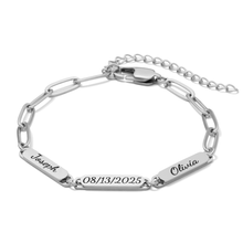 Personalized Paper Clip Name Bracelet for Women/Men – PVD Gold Plated Stainless Steel – Custom Engraved ID Tags (1-4 Name Options) – Adjustable Chain – Engraving – Gift for Her or Him - Jexiva