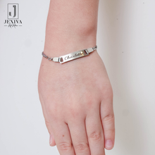 Personalized Baby Name Bracelet with Birthstone – Non Tarnish - Double-Sided Engraving – Stainless Steel PVD 18k Gold Platted or Silver – Adjustable Size for Babies/Toddlers/Kids - Jexiva