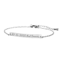 Personalized Name Engraved Bar Bracelet for Women/Men – PVD Plated Stainless Steel – Custom ID Tag – Adjustable Chain – Double Side Engraving – Gift for Birthday, Anniversary - Jexiva