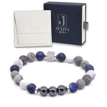 Unisex Stretch Bracelet - Lava & Hematite Natural Stone - Grounding, Balance, Chakra Activation, Protection, Luck, Meditation & Creativity - 8mm Beads - With a Luxury Gift Box