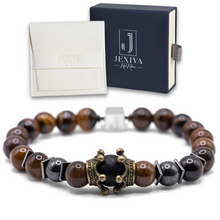 Unisex Stretch Bracelet - Lava & Hematite Natural Stone - Grounding, Balance, Chakra Activation, Protection, Luck, Meditation & Creativity - 8mm Beads - With a Luxury Gift Box