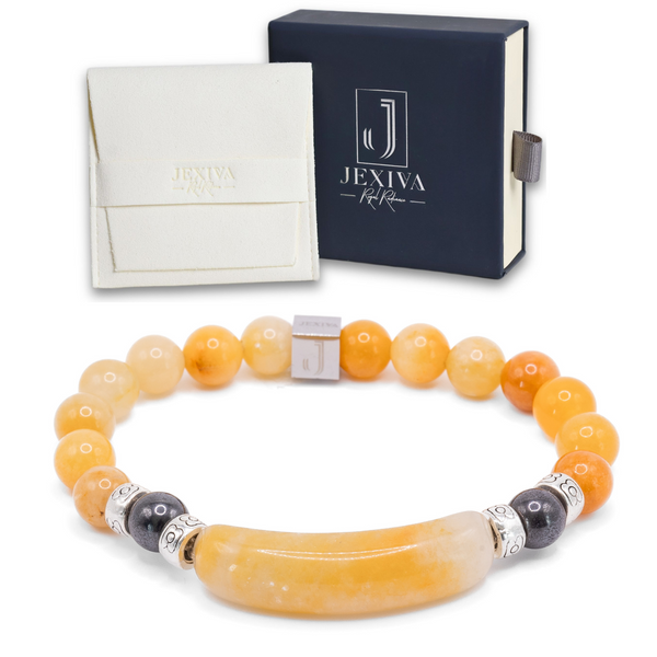 Unisex Stretch Bracelet - Tiger Eye, Hematite Natural Stone - Grounding, Balance, Harmony, Protection, Luck, Meditation & Boosts Creativity - 8mm Beads - With a Luxury Gift Box