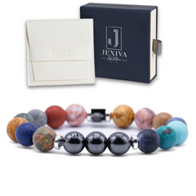 Unisex Stretch Bracelet - Lava & Hematite Natural Stone - Grounding, Balance, Chakra Activation, Protection, Luck, Meditation & Creativity - 8mm Beads - With a Luxury Gift Box