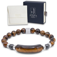 Unisex Stretch Bracelet - Lava & Hematite Natural Stone - Grounding, Balance, Chakra Activation, Protection, Luck, Meditation & Creativity - 8mm Beads - With a Luxury Gift Box