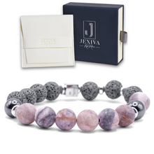 Unisex Stretch Bracelet - Lava & Hematite Natural Stone - Grounding, Balance, Chakra Activation, Protection, Luck, Meditation & Creativity - 8mm Beads - With a Luxury Gift Box