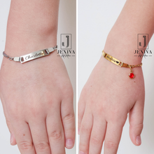 Personalized Baby Name Bracelet with Birthstone – Non Tarnish - Double-Sided Engraving – Stainless Steel PVD 18k Gold Platted or Silver – Adjustable Size for Babies/Toddlers/Kids - Jexiva