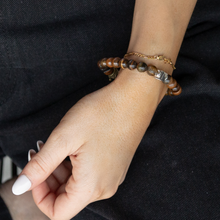 Unisex Stretch Bracelet - Tiger Eye, Hematite Natural Stone - Stress Relief, Balance, Harmony, Protection, Luck, Meditation, Emotional Healing & Boosts Creativity - 8mm Beads - With a Luxury Gift Box