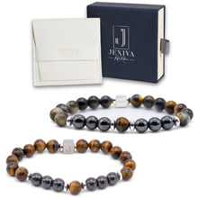 2 Pcs Couples Bracelet Magnetic Healing Stone Stretch Cord Friendship Bracelet for Men & Women