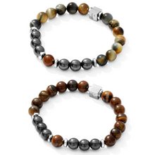 2 Pcs Couples Bracelet Magnetic Healing Stone Stretch Cord Friendship Bracelet for Men & Women