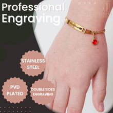 Personalized Baby Name Bracelet with Birthstone – Non Tarnish - Double-Sided Engraving – Stainless Steel PVD 18k Gold Platted or Silver – Adjustable Size for Babies/Toddlers/Kids - Jexiva