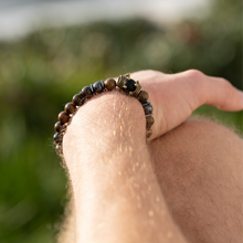 Unisex Stretch Bracelet - Tiger Eye, Hematite Natural Stone - Stress Relief, Balance, Harmony, Protection, Luck, Meditation, Emotional Healing & Boosts Creativity - 8mm Beads - With a Luxury Gift Box