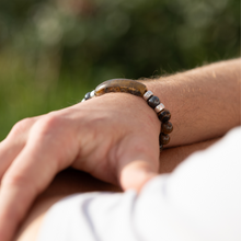 Unisex Stretch Bracelet - Tiger Eye, Hematite Natural Stone - Grounding, Balance, Harmony, Protection, Luck, Meditation & Boosts Creativity - 8mm Beads - With a Luxury Gift Box