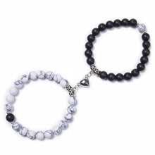 2 Pcs Couples Bracelet Magnetic Healing Stone Stretch Cord Friendship Bracelet for Men & Women - Jexiva