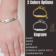 Personalized Baby Name Bracelet with Birthstone – Non Tarnish - Double-Sided Engraving – Stainless Steel PVD 18k Gold Platted or Silver – Adjustable Size for Babies/Toddlers/Kids - Jexiva