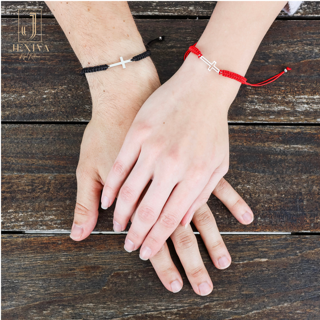 Cool Adjustable Braided Stainless Steel Cross Bracelet – Lucky Couple Bracelet For Men & Women, Handmade & Durable