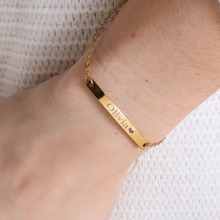 Personalized Name Engraved Bar Bracelet for Women/Men – PVD Plated Stainless Steel – Custom ID Tag – Adjustable Chain – Double Side Engraving – Gift for Birthday, Anniversary - Jexiva