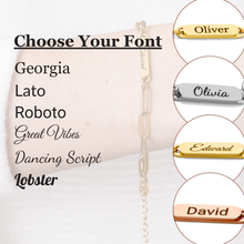 Personalized Paper Clip Name Bracelet for Women/Men – PVD Gold Plated Stainless Steel – Custom Engraved ID Tags (1-4 Name Options) – Adjustable Chain – Engraving – Gift for Her or Him - Jexiva