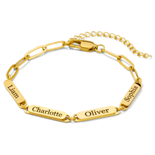 Personalized Paper Clip Name Bracelet for Women/Men – PVD Gold Plated Stainless Steel – Custom Engraved ID Tags (1-4 Name Options) – Adjustable Chain – Engraving – Gift for Her or Him - Jexiva