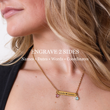 Custom Name Bar Necklace – Personalized Engraved Stainless Steel Jewelry for Women – Gold Plated or Silver – Non Tarnish - Adjustable Chain – Gift for Mom, Her, Birthday, Anniversary - Jexiva