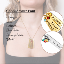 Personalized Birthstone Name Necklace – Custom Engraved Stainless Steel Pendant with 1 to 6 Name Bars – Gold & gold PVD Plated – Non-Tarnish – Gift for Her, Mom, Dad – Adjustable Chain - Jexiva