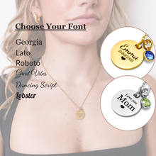 Personalized Birthstone Name Necklace for Women – Custom PVD Gold Plated, Silver Stainless Steel Pendant - Non Tarnish – Engraved Disc Charm Jewelry – Gift for Mom, Grandma, Birthday & Mother's Day - Jexiva