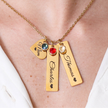 Personalized Engraved Bar & Heart Charm Necklace – Custom Name Jewelry for Women – Stainless Steel – PVD Gold Plated Tarnish-Resistant – Gift for Mom, Wife, Daughter – Birthday, Mother’s Day - Jexiva