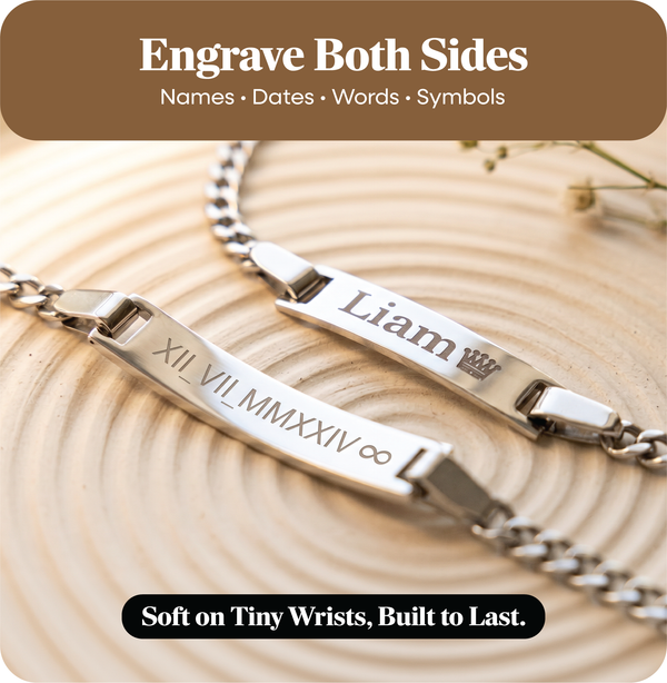 Personalized Baby Name Bracelet with Birthstone – Non Tarnish - Double-Sided Engraving – Stainless Steel PVD 18k Gold Platted or Silver – Adjustable Size for Babies/Toddlers/Kids