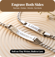 Personalized Baby Name Bracelet with Birthstone – Non Tarnish - Double-Sided Engraving – Stainless Steel PVD 18k Gold Platted or Silver – Adjustable Size for Babies/Toddlers/Kids