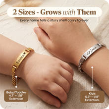 Personalized Baby Name Bracelet with Birthstone – Non Tarnish - Double-Sided Engraving – Stainless Steel PVD 18k Gold Platted or Silver – Adjustable Size for Babies/Toddlers/Kids