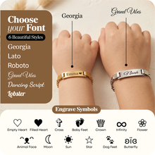 Personalized Baby Name Bracelet with Birthstone – Non Tarnish - Double-Sided Engraving – Stainless Steel PVD 18k Gold Platted or Silver – Adjustable Size for Babies/Toddlers/Kids
