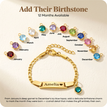 Personalized Baby Name Bracelet with Birthstone – Non Tarnish - Double-Sided Engraving – Stainless Steel PVD 18k Gold Platted or Silver – Adjustable Size for Babies/Toddlers/Kids