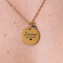 Personalized Birthstone Name Necklace for Women – Custom PVD Gold Plated, Silver Stainless Steel Pendant - Non Tarnish – Engraved Disc Charm Jewelry – Gift for Mom, Grandma, Birthday & Mother's Day - Jexiva