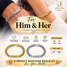 Unisex Personalized Engraved Miami Link ID Bracelet - Custom Names, Date, Coordinates, Symbols - 316L Stainless Steel 7mm Cuban Chain - Double-Sided Engraving - Silver/PVD Gold Plated - 7.5in/8.5in - Casual Anniversary Gift - Jexiva
