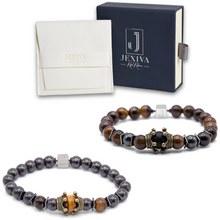 2 Pcs Couples Bracelet Magnetic Healing Stone Stretch Cord Friendship Bracelet for Men & Women