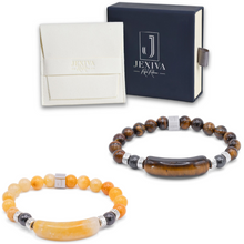 2 Pcs Couples Bracelet Magnetic Healing Stone Stretch Cord Friendship Bracelet for Men & Women