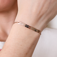 Personalized Name Engraved Bar Bracelet for Women/Men – PVD Plated Stainless Steel – Custom ID Tag – Adjustable Chain – Double Side Engraving – Gift for Birthday, Anniversary - Jexiva
