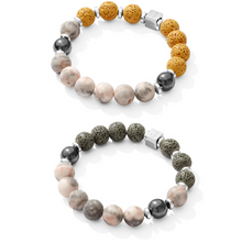 2 Pcs Couples Bracelet Magnetic Healing Stone Stretch Cord Friendship Bracelet for Men & Women