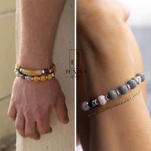 2 Pcs Couples Bracelet Magnetic Healing Stone Stretch Cord Friendship Bracelet for Men & Women