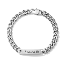 Unisex Personalized Engraved Miami Link ID Bracelet - Custom Names, Date, Coordinates, Symbols - 316L Stainless Steel 7mm Cuban Chain - Double-Sided Engraving - Silver/PVD Gold Plated - 7.5in/8.5in - Casual Anniversary Gift - Jexiva