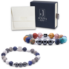 2 Pcs Couples Bracelet Magnetic Healing Stone Stretch Cord Friendship Bracelet for Men & Women