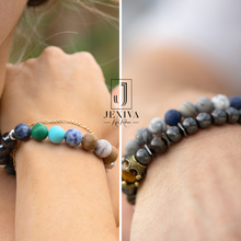 2 Pcs Couples Bracelet Magnetic Healing Stone Stretch Cord Friendship Bracelet for Men & Women