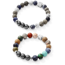 2 Pcs Couples Bracelet Magnetic Healing Stone Stretch Cord Friendship Bracelet for Men & Women
