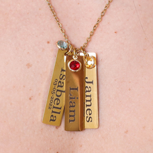 Personalized Birthstone Name Necklace – Custom Engraved Stainless Steel Pendant with 1 to 6 Name Bars – Gold & gold PVD Plated – Non-Tarnish – Gift for Her, Mom, Dad – Adjustable Chain - Jexiva