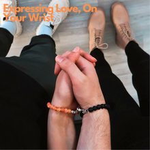 2 Pcs Couples Bracelet Magnetic Healing Stone Stretch Cord Friendship Bracelet for Men & Women