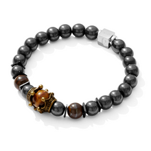 Unisex Stretch Bracelet - Lava & Hematite Natural Stone - Grounding, Balance, Chakra Activation, Protection, Luck, Meditation & Creativity - 8mm Beads - With a Luxury Gift Box
